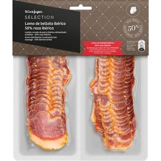 Lomo de bellota ibérico 50% raza ibérica en lonchas sin gluten envase 150 g -