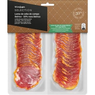 Lomo de cebo de campo ibérico 50% raza ibérica en lonchas sin gluten envase 150 g -