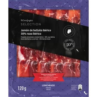 Jamón de bellota ibérico 50% raza ibérica en lonchas envase 120 g -