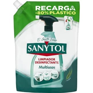 Recarga limpiador desinfectante Multiusos sin lejía eucaliptus recambio 750 ml para todo tipo de superficies -