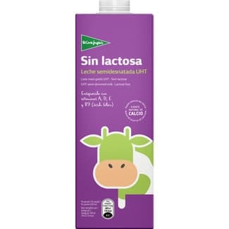 Leche semidesnatada sin lactosa enriquecida con vitaminas A, D, E y B9 brik 1 l -