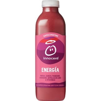 Súper smoothie energía fresa, cereza, manzana, guaraná, semillas de lino y vitaminas botella 750 ml -