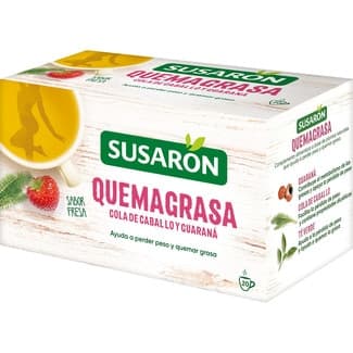 Quemagrasa tisana de cola de caballo, té verde y guaraná con sabor a fresa estuche 20 bolsitas -