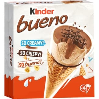 Cono de helado de crema de avellanas con virutas de chocolate 4 unidades estuche 360 ml -