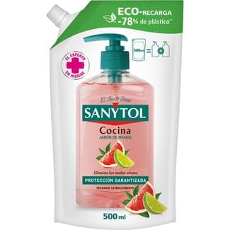 Eco-recarga jabón de manos Cocina elimina malos olores recambio 500 ml -