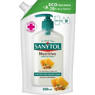 Eco-recarga jabón de manos nutritivo con almendras y jalea real recambio 500 ml -