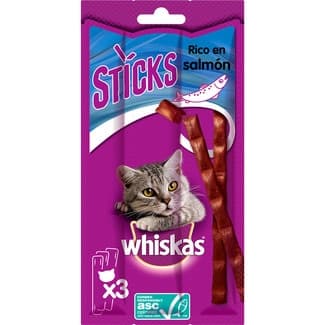 Snacks en sticks para gatos con salmón envase 3 unidades 6 g -