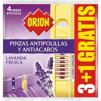 Pinza antipolillas y ácaros perfume lavanda fresca bolsa 3 unidades + 1 unidad gratis -