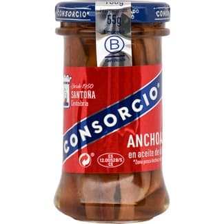 Filetes de anchoa en aceite de oliva frasco 55 g neto escurrido -