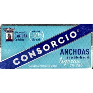 Filetes de anchoas ligeras en sal con aceite de oliva lata 29 g -