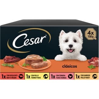 Clásicos selección comida húmeda para perros pack con pollo tarrina 150 g con buey tarrina 150 g con ternera y pollo 150 g con cordero y pavo 150 g -
