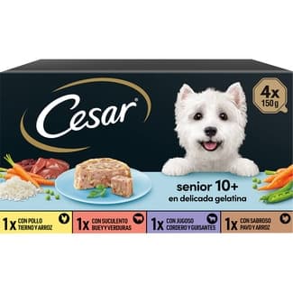 Senior 10+ comida húmeda para perros senior pack con cordero tarrina 150g con pollo tarrina 150 g con buey tarrina 150 g con ternera tarrina 150 g -