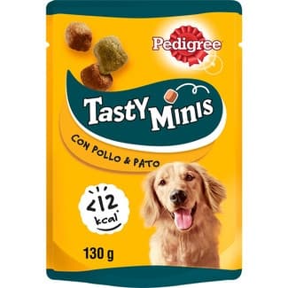 Tasty Minis snacks para perros adultos Chewy Cubes con pollo y pato envase 130 g -