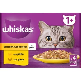 Comida húmeda en gelatina para gatos cachorros con pollo 2 sobres 85 g con pavo 2 sobres 85 g -