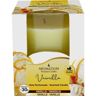Vela perfumada aroma vainilla con cera vegetal envase 1 unidad -