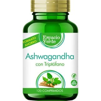 Ashwagandha con triptófano sin gluten favorece la relajación y combate el estrés bote 120 comprimidos -