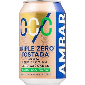 Cerveza tostada Triple Zero sin alcohol lata 33 cl -