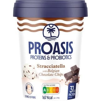 Helado proteico y con probióticos de stracciatella con chips de chocolate belga tarrina 500 ml -