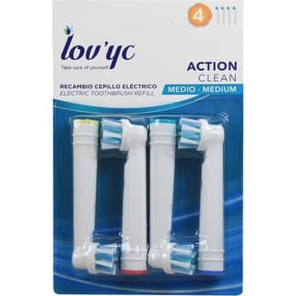 Recambio de cepillo dental Action Clean medio blister 4 unidades -