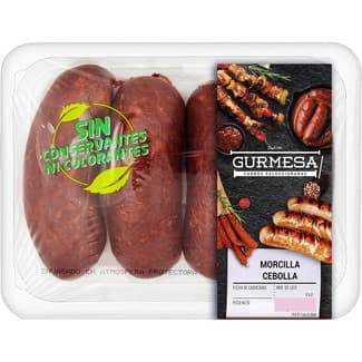 Morcilla negra con cebolla sin gluten peso aproximado bandeja 490 g -