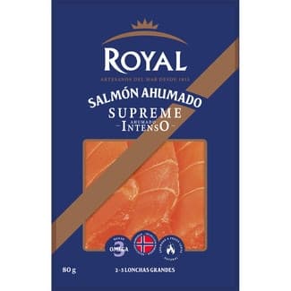 Salmón ahumado noruego Supreme intenso en lonchas grandes envase 80 g -