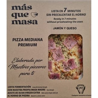 Pizza mediana premium de jamón y queso de fermentación lenta envase 550 g -