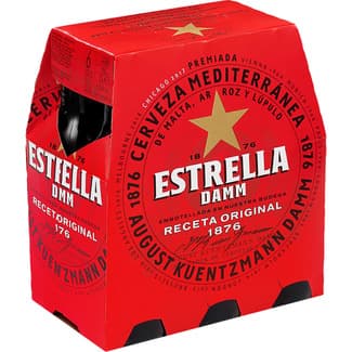 Cerveza rubia mediterránea de malta, arroz y lúpulo pack 6 botellas 25 cl -