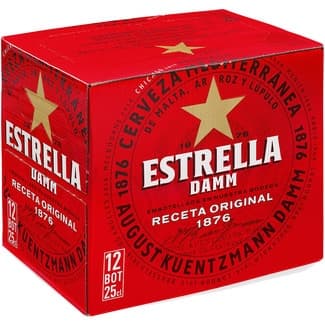 Cerveza rubia mediterránea de malta, arroz y lúpulo pack 12 botellas 25 cl -