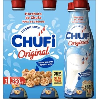 Horchata de chufa Original DOP Chufa de Valencia sin gluten y sin lactosa pack 3 botellas 250 ml -