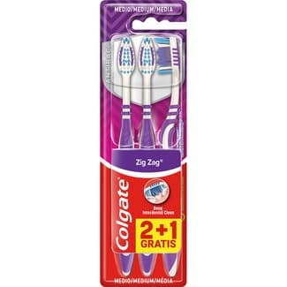 Cepillo dental Zig Zag medio blister 2 unidades + 1 unidad gratis -