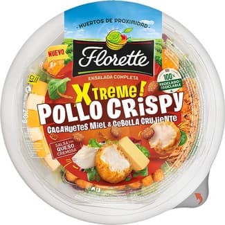 Ensalada Completa xtreme pollo crispy, cacahuetes miel y cebolla crujiente tarrina 210 g -