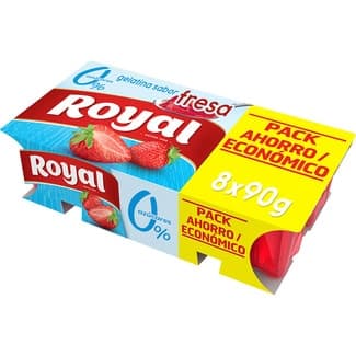 Gelatina sabor fresa 0% azúcares añadidos pack 8 unidades 90 g pack ahorro sin gluten -