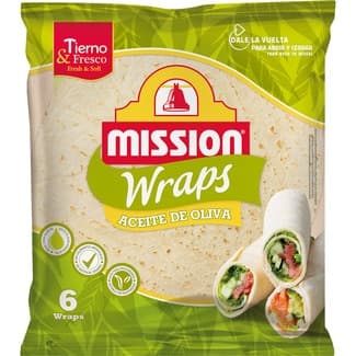 Wraps tortillas elaboradas con aceite de oliva 100% virgen extra 6 unidades paquete 370 g -