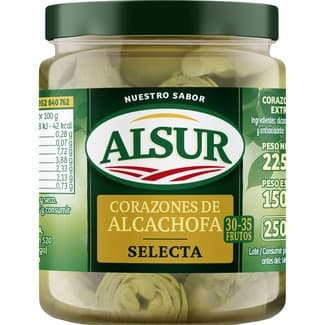 Corazones de alcachofa selecta 30-35 piezas frasco 150 g neto escurrido -