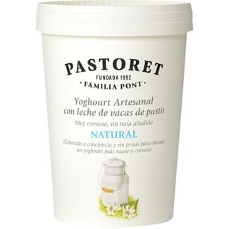Yogur natural artesano cremoso con leche de vacas de pasto envase 500 g -