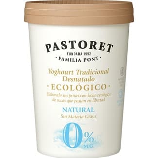 Yogur natural desnatado 0% m.g. con leche de vacas que pastan en libertad ecológico envase 500 g -