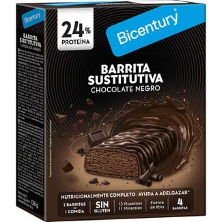 Barrita sustitutiva sabor chocolate negro estuche 4 unidades -