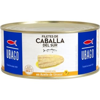 Filetes de caballa en aceite vegetal lata 620 g neto escurrido -