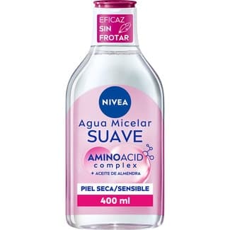 Agua micelar Aminoacid complex + aceite de almendra frasco 400 ml para piel seca y sensible -