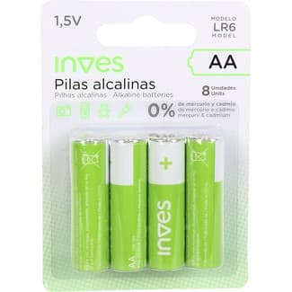 Pila alcalina AA modelo LR6 1,5 V blister 8 unidades -