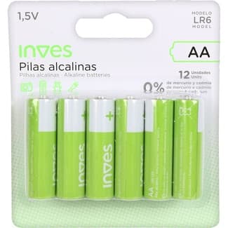 Pila alcalina AA modelo LR6 1,5 V blister 12 unidades -