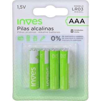 Pila alcalina AAA modelo LR03 1,5 V blister 8 unidades -