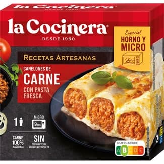 Canelones de carne con pasta fresca para horno o micro 1 ración estuche 280 g -