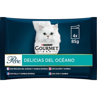 Perle comida húmeda para gatos Delicias del Océano 4 bolsas 85 g -