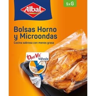 Bolsas para cocinar en horno y microondas grandes caja 5 unidades válvula Optivit -