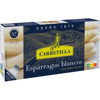 Espárragos blancos extra gruesos 4-7 piezas lata 150 g neto escurrido -
