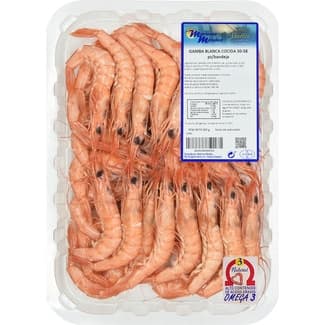 Gamba blanca cocida 100-120 piezas/kg bandeja 300 g -