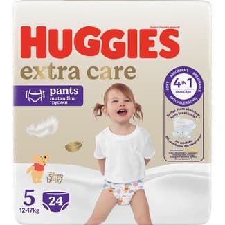 Pañales hipoalergénicos Extra Care con cuidado de la piel 4 en 1 talla 5 (12-17 kg) bolsa 24 unidades -