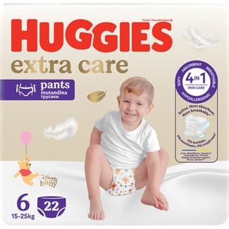 Pañales hipoalergénicos Extra Care con cuidado de la piel 4 en 1 talla 6 (15-25 kg) bolsa 22 unidades -