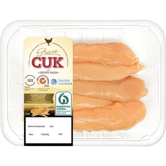 Solomillo de pollo certificado criado con alimentación vegetal peso aproximado bandeja 350 g -